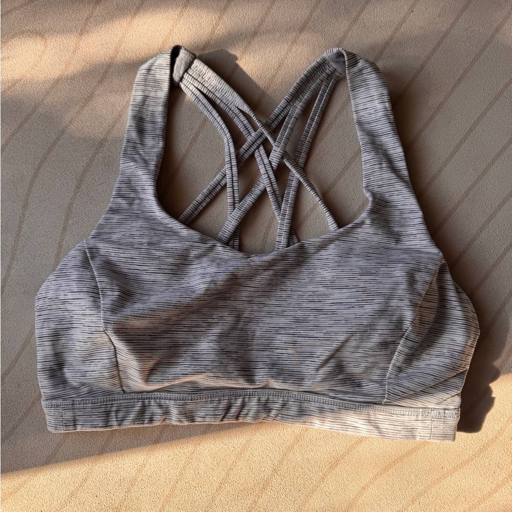 Women's Strappy Gray Sports Bra